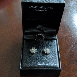 Sterling Silver Diamond Earrings